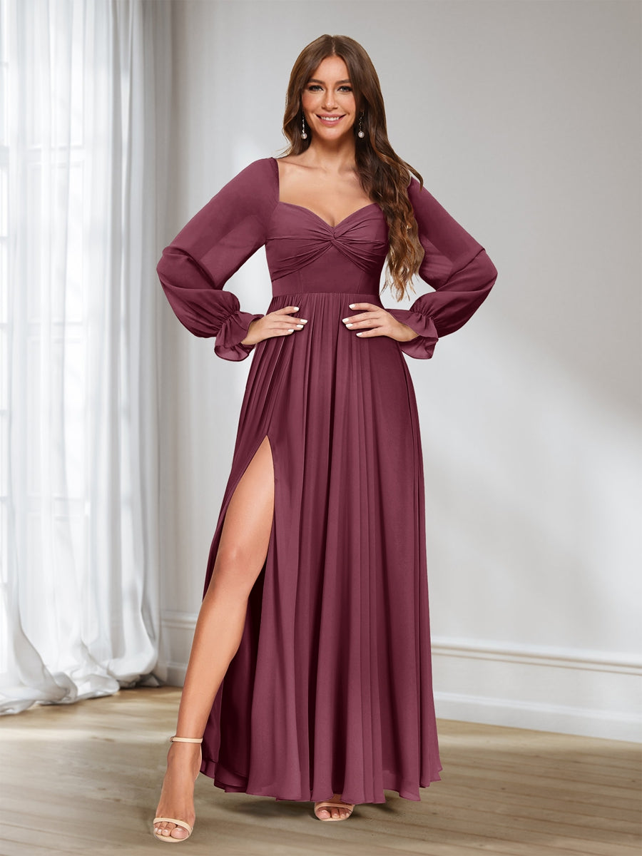 Rosalind Plum front view bridesmaid dress