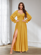 Rosalind Gold front view bridesmaid dress