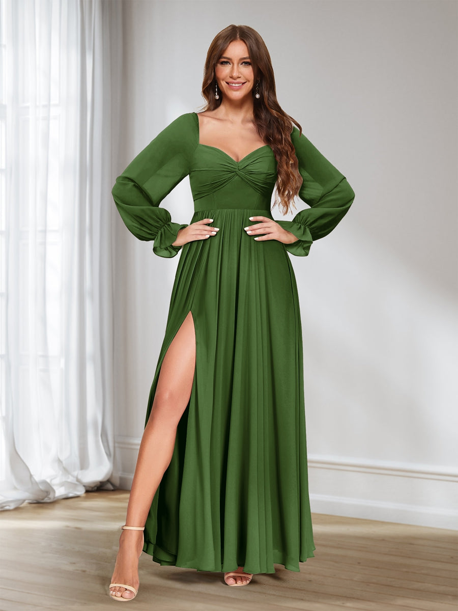 Rosalind Olive Green front view bridesmaid dress