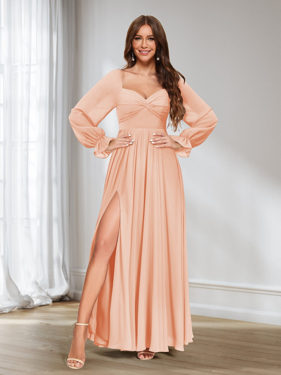 Rosalind Peach front view bridesmaid dress