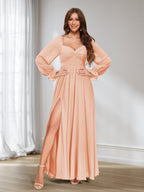 Rosalind Peach front view bridesmaid dress