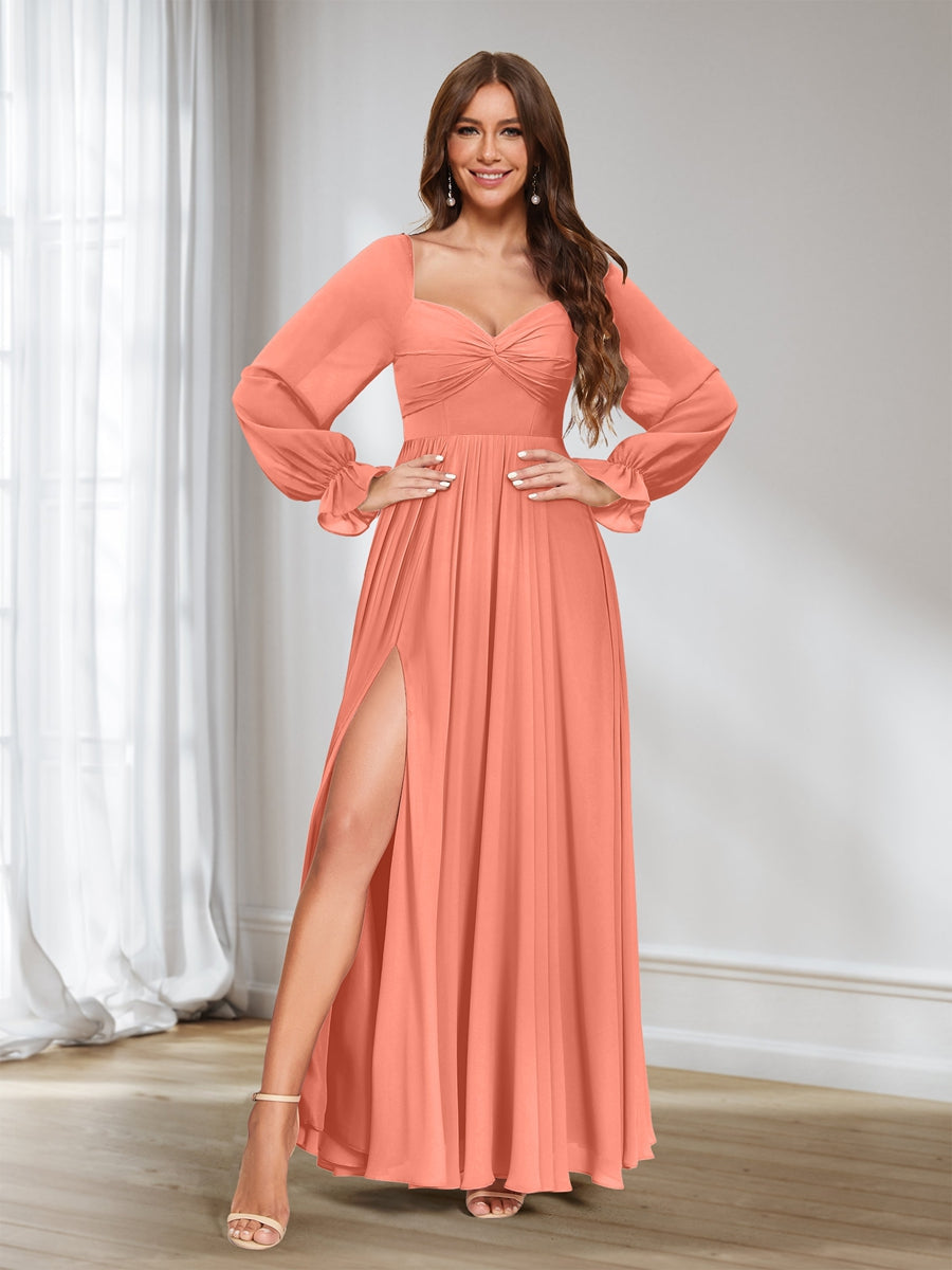 Rosalind Coral front view bridesmaid dress