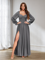 Rosalind Steel Grey front view bridesmaid dress