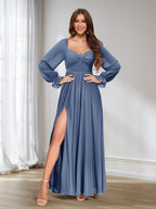 Rosalind Steel Blue front view bridesmaid dress