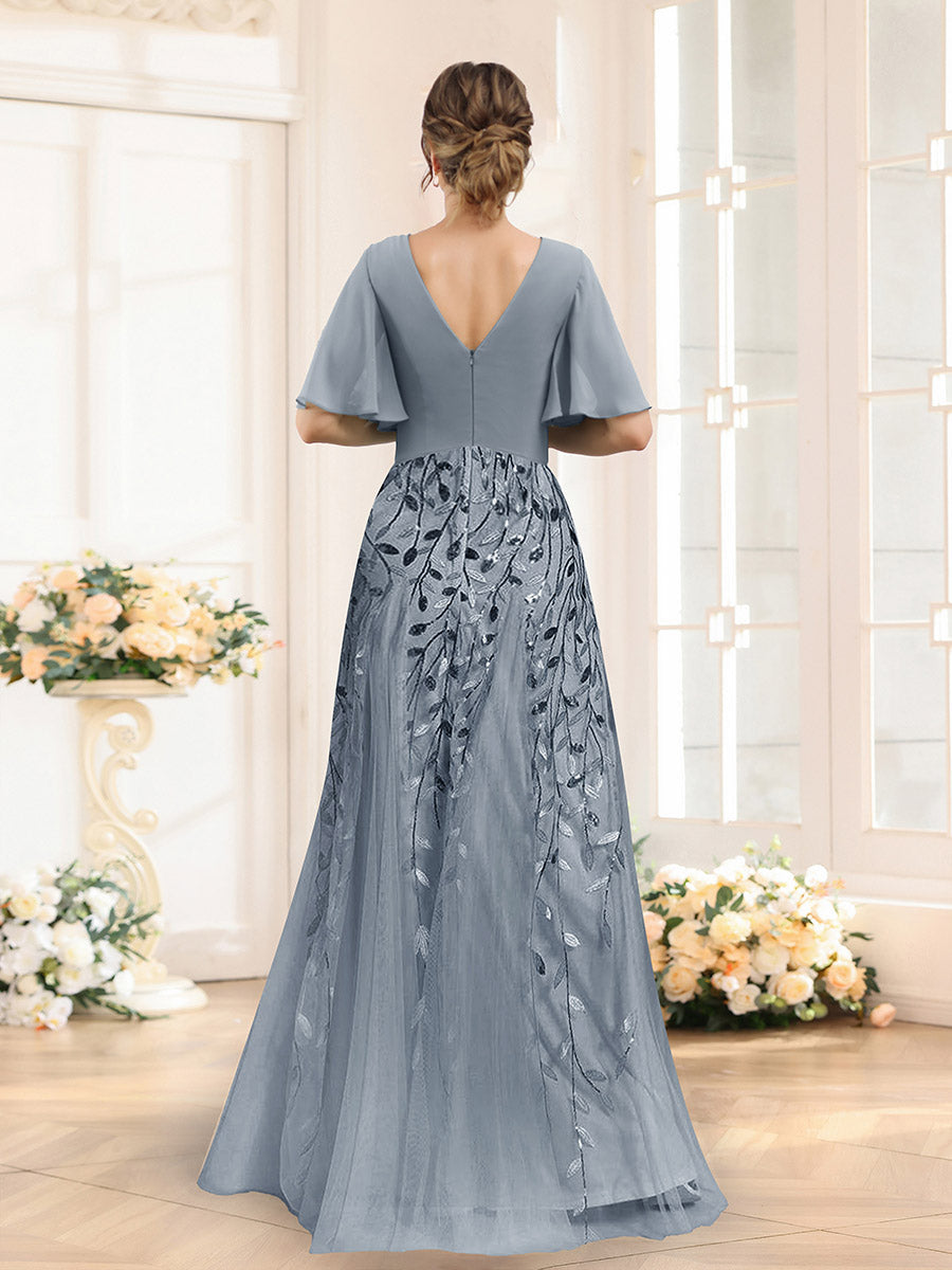 Seraphine Dusty Blue back view bridesmaid dress