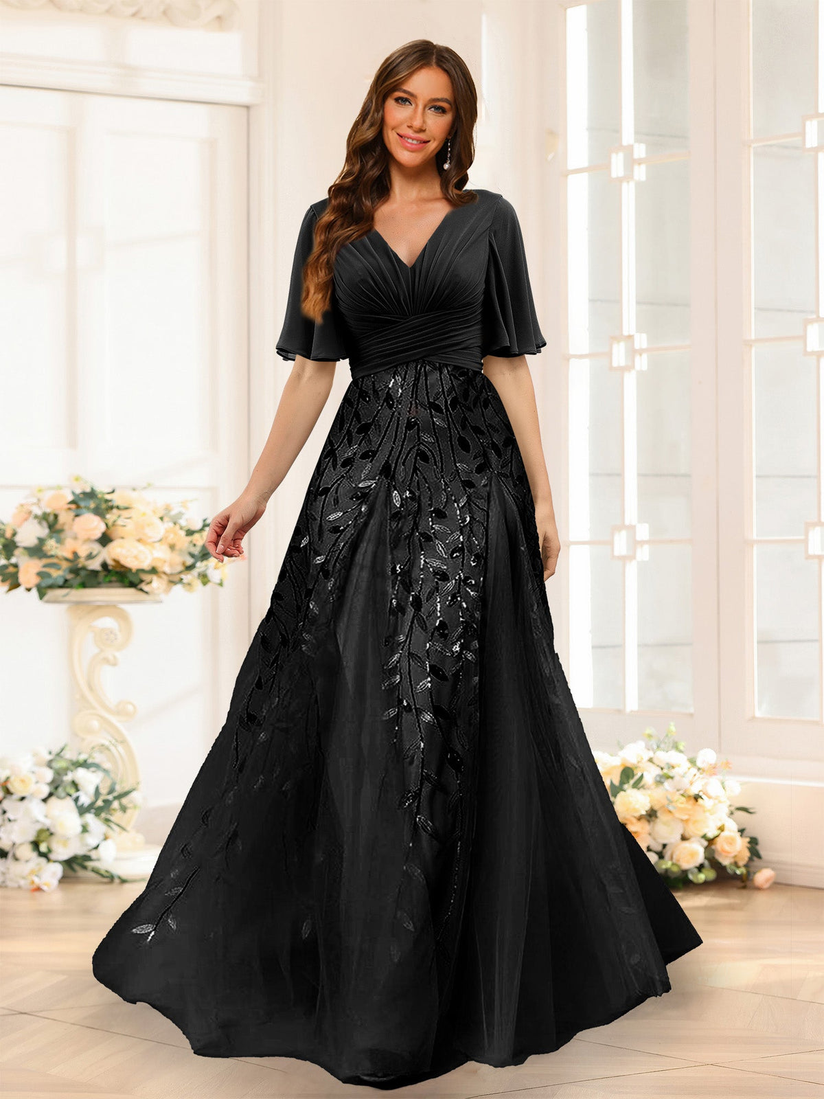Seraphine Black front view bridesmaid dress