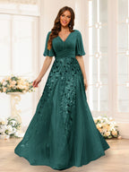 Seraphine Hunter Green back view bridesmaid dress