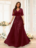 Seraphine Burgundy front view bridesmaid dress