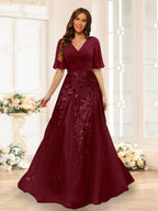Seraphine Burgundy front view bridesmaid dress