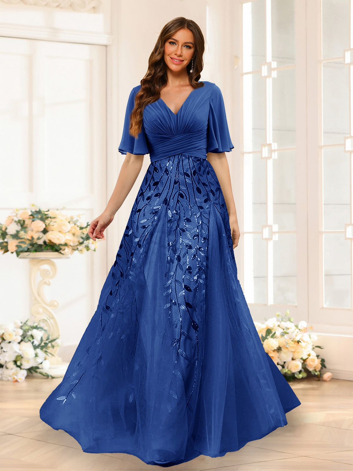 Seraphine Royal Blue front view bridesmaid dress