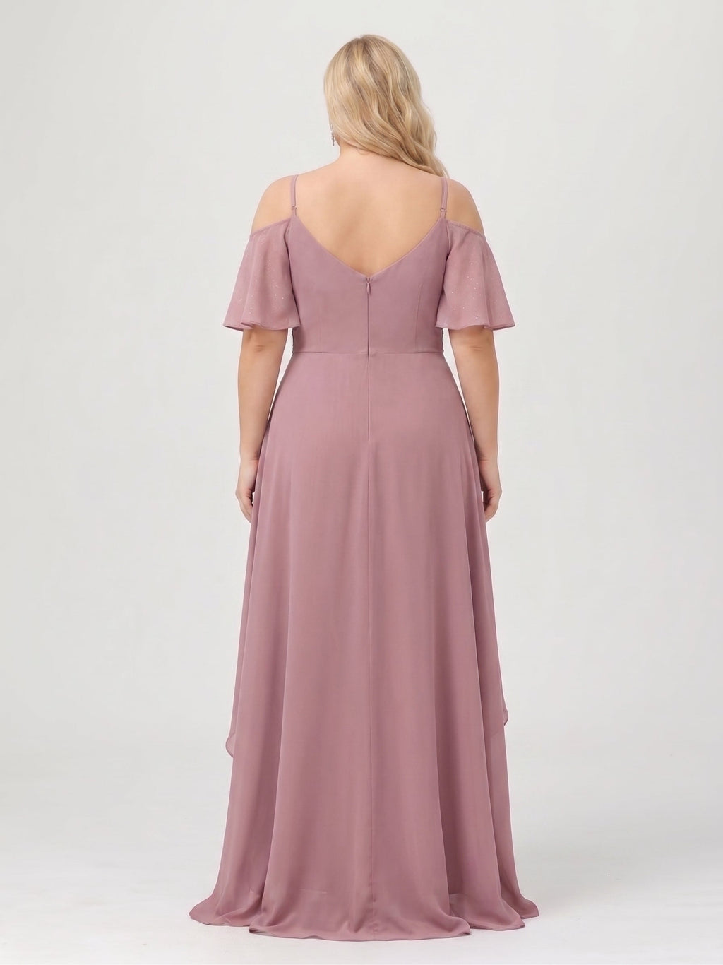 Zaria Dusty Rose back view wedding guest dress