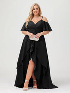 Zaria Black front view wedding guest dress