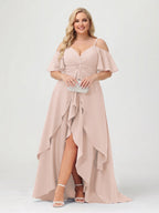 Zaria Blush front view wedding guest dress