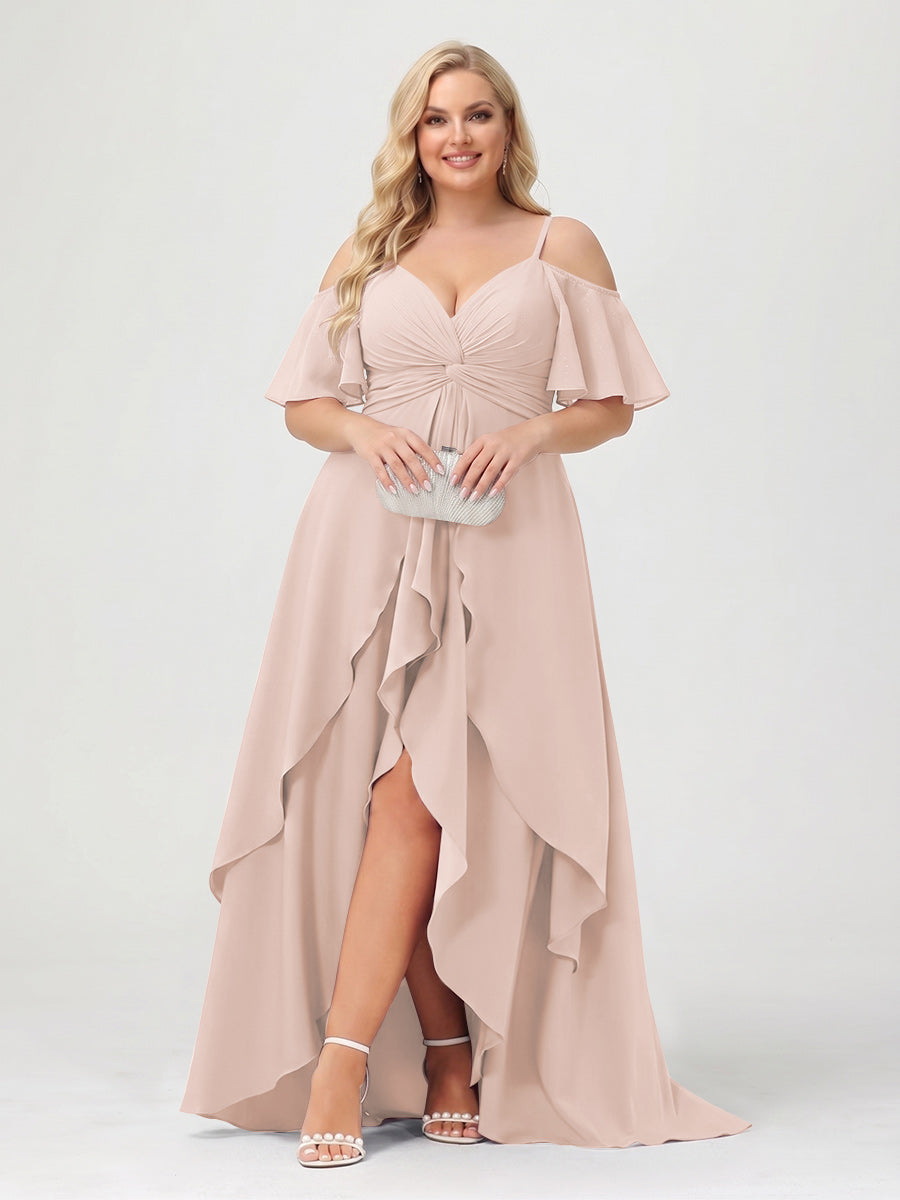 Zaria Blush front view wedding guest dress
