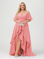 Zaria Coral front view wedding guest dress