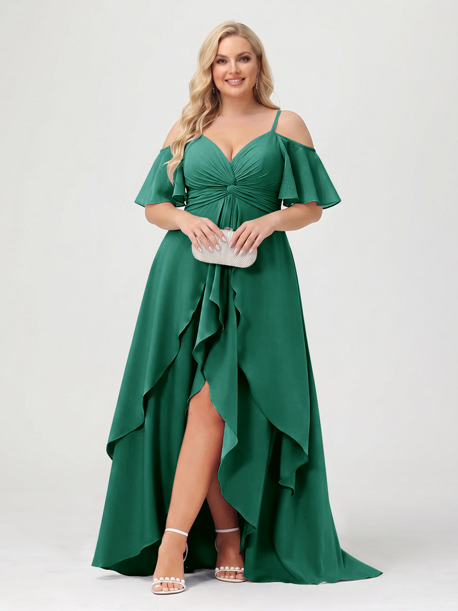 Zaria Hunter Green front view wedding guest dress