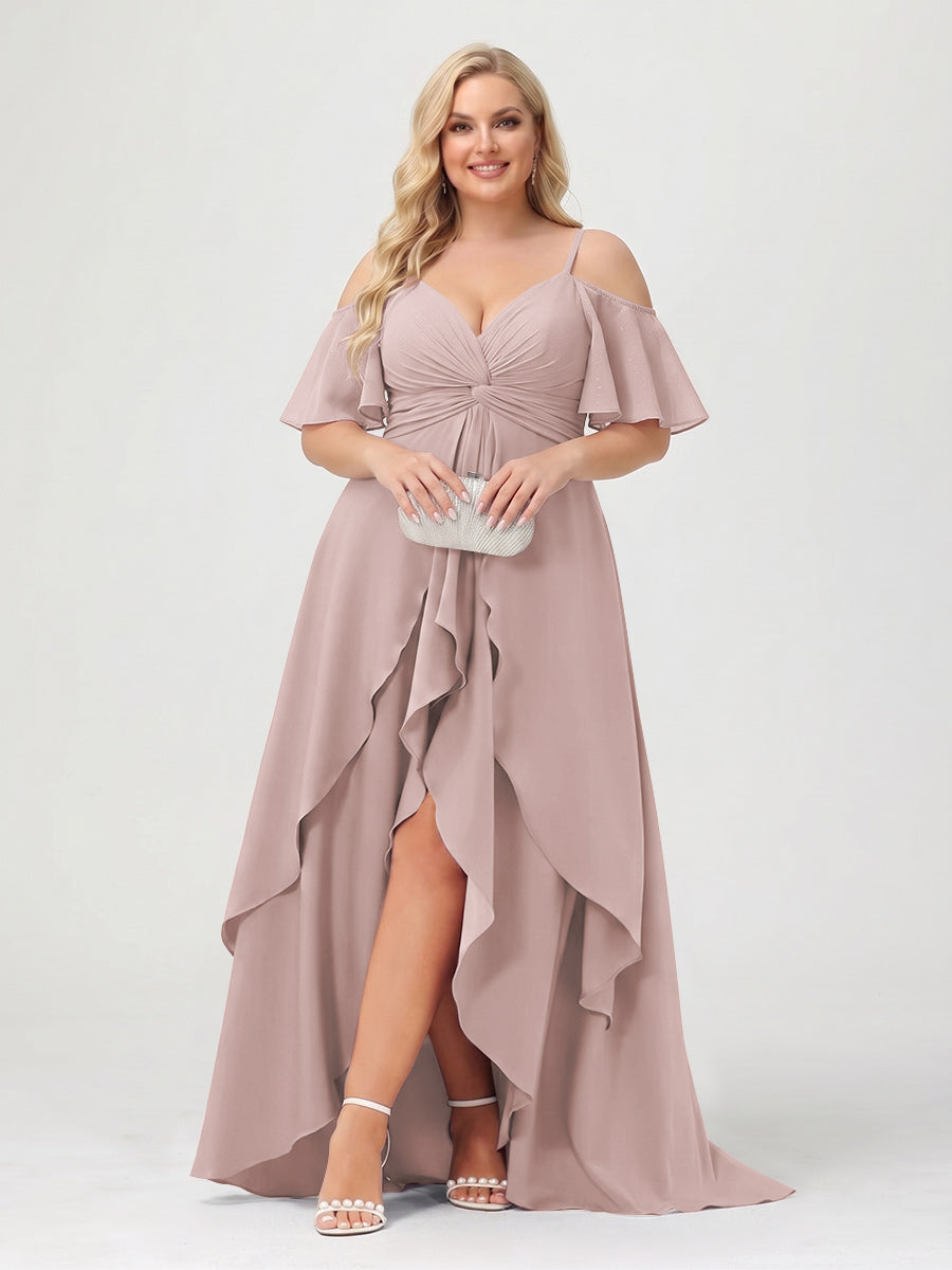 Zaria Dusty Rose side view wedding guest dress