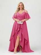 Zaria Fuchsia front view wedding guest dress