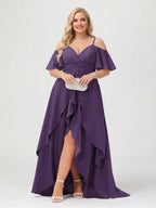 Zaria Grape front view wedding guest dress