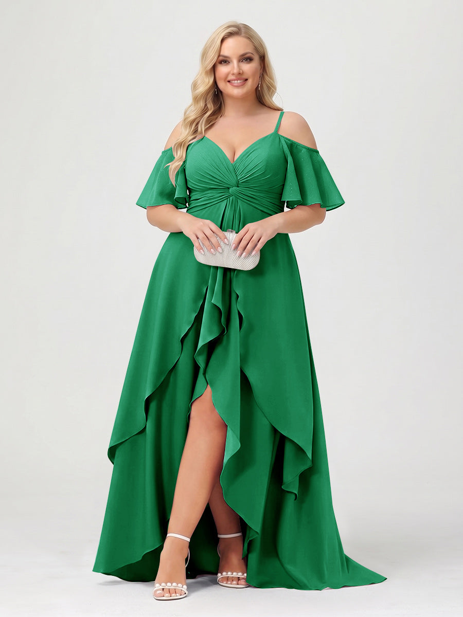 Zaria Forest Green front view wedding guest dress
