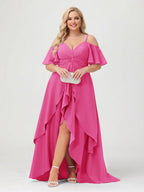 Zaria Hot Pink front view wedding guest dress