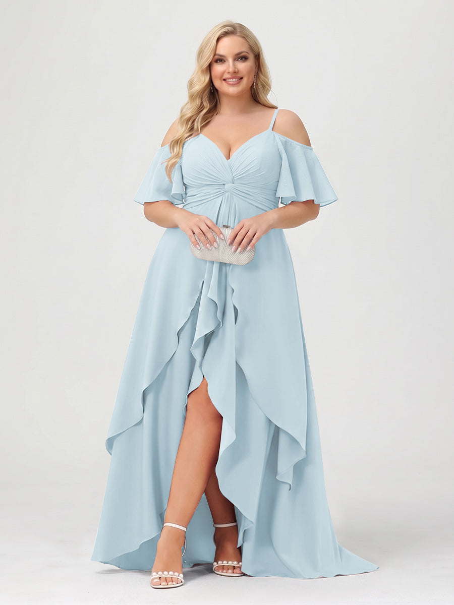 Zaria Sky Blue front view wedding guest dress