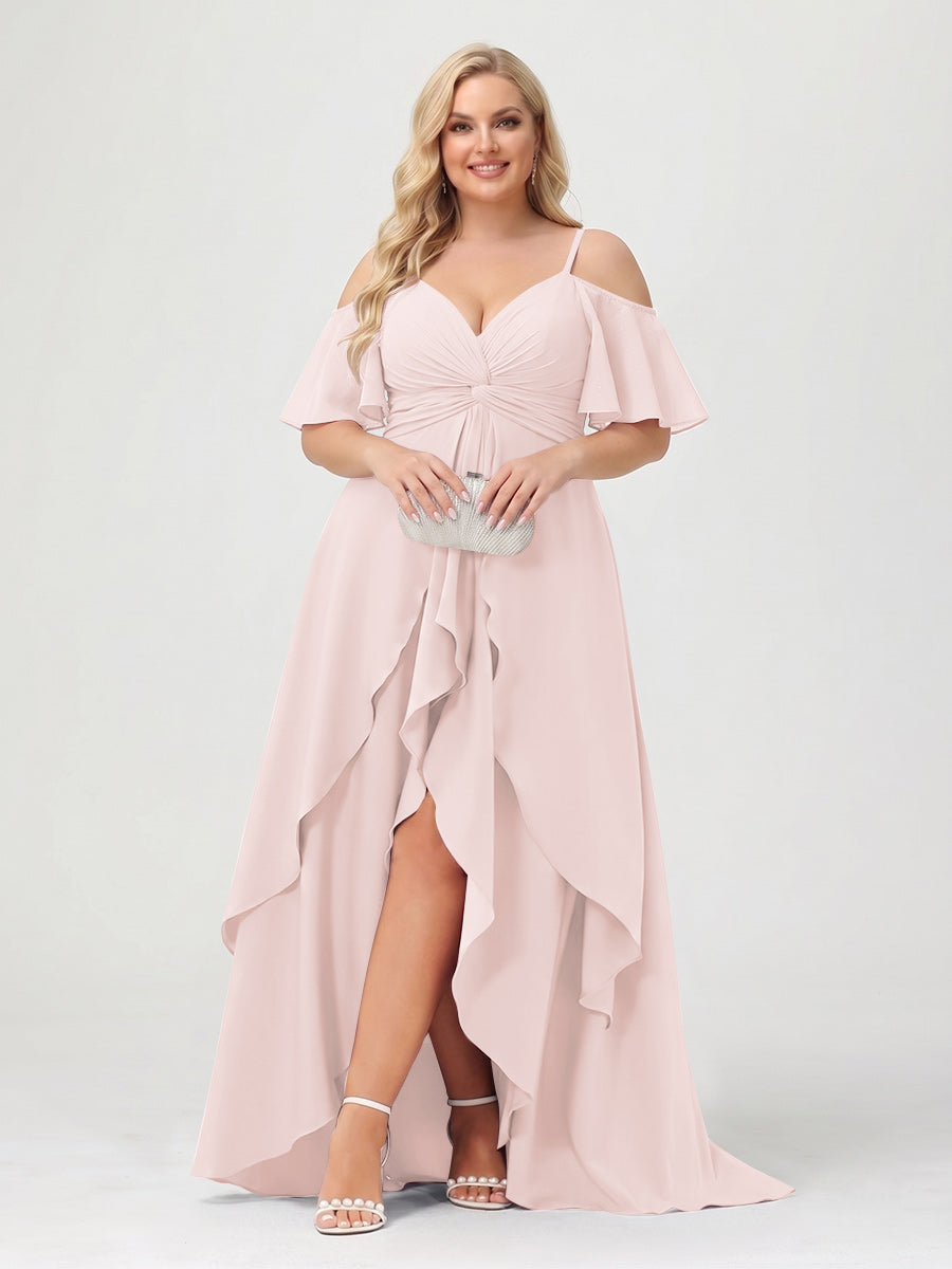 Zaria Pearl Pink front view wedding guest dress