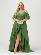 Zaria Olive Green front view wedding guest dress