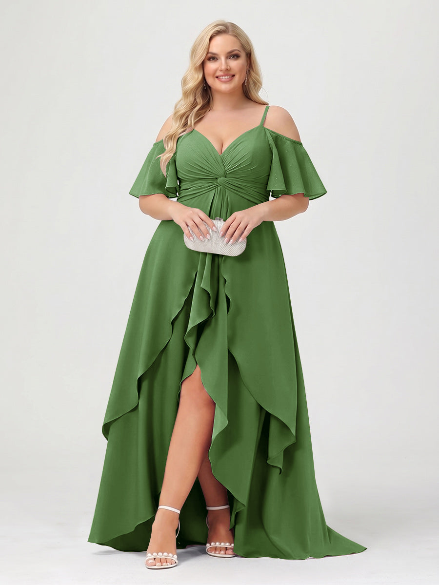 Zaria Olive Green front view wedding guest dress