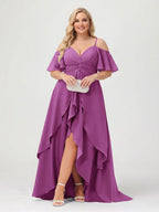Zaria Orchid front view wedding guest dress