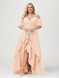 Zaria Peach front view wedding guest dress