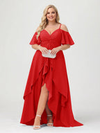 Zaria Red front view wedding guest dress