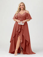 Zaria Rust front view wedding guest dress