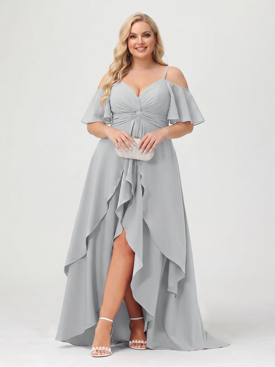 Zaria Silver front view wedding guest dress