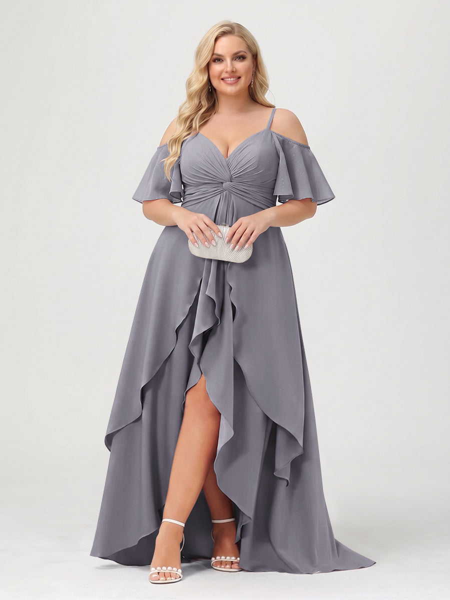 Zaria Steel Grey front view wedding guest dress