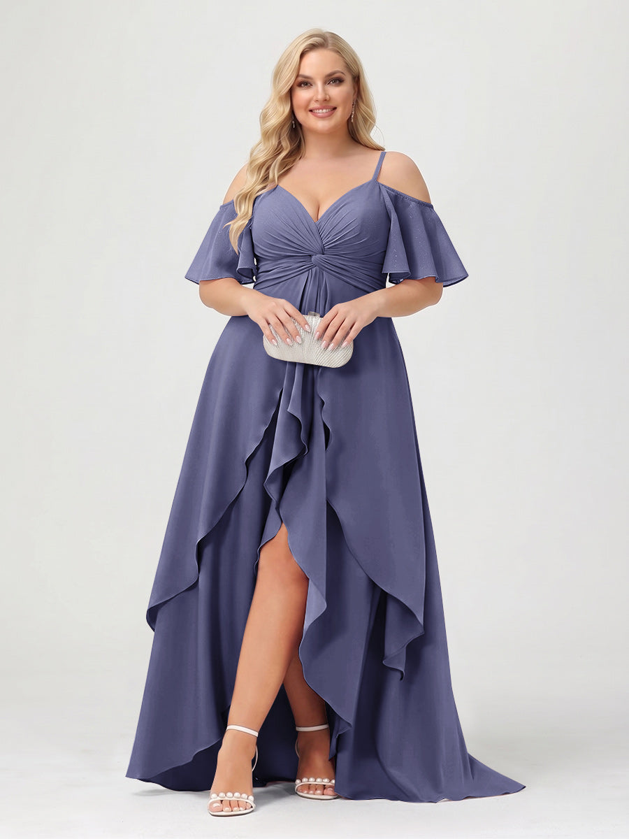 Zaria Dusty Blue back view wedding guest dress