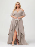 Zaria Taupe front view wedding guest dress