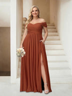 Wren Burnt Orange front view bridesmaid dress