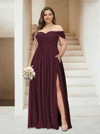 Wren Burgundy front view bridesmaid dress