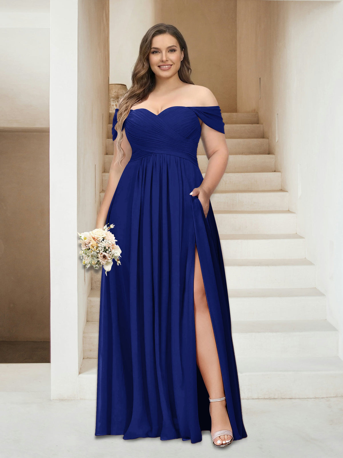 Wren Royal Blue front view bridesmaid dress