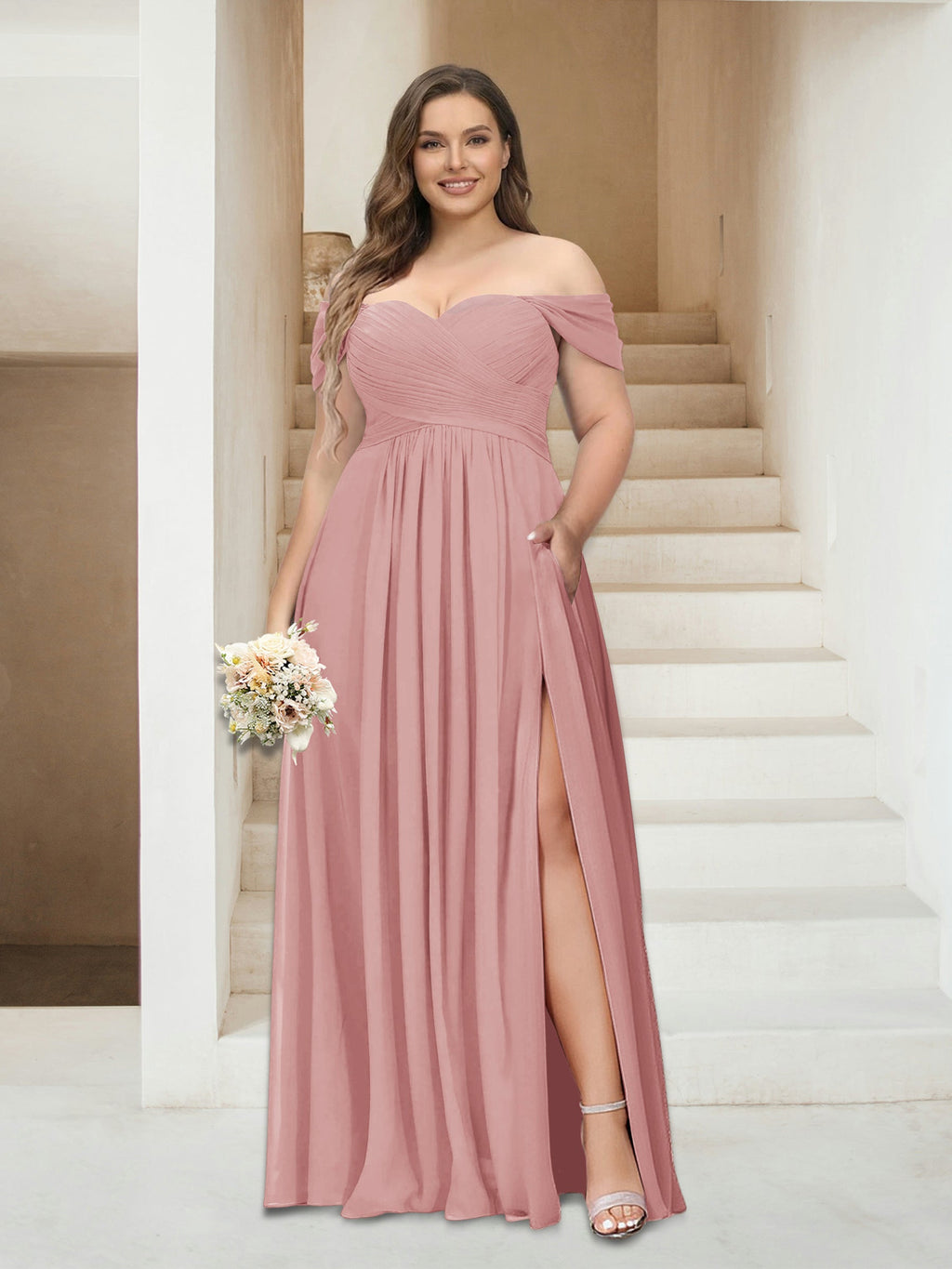 Wren Dusty Rose back view bridesmaid dress