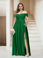 Wren Forest Green front view bridesmaid dress