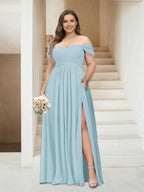 Wren Sky Blue front view bridesmaid dress