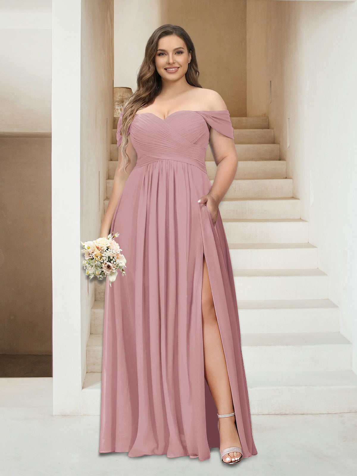 Wren Mauve front view bridesmaid dress