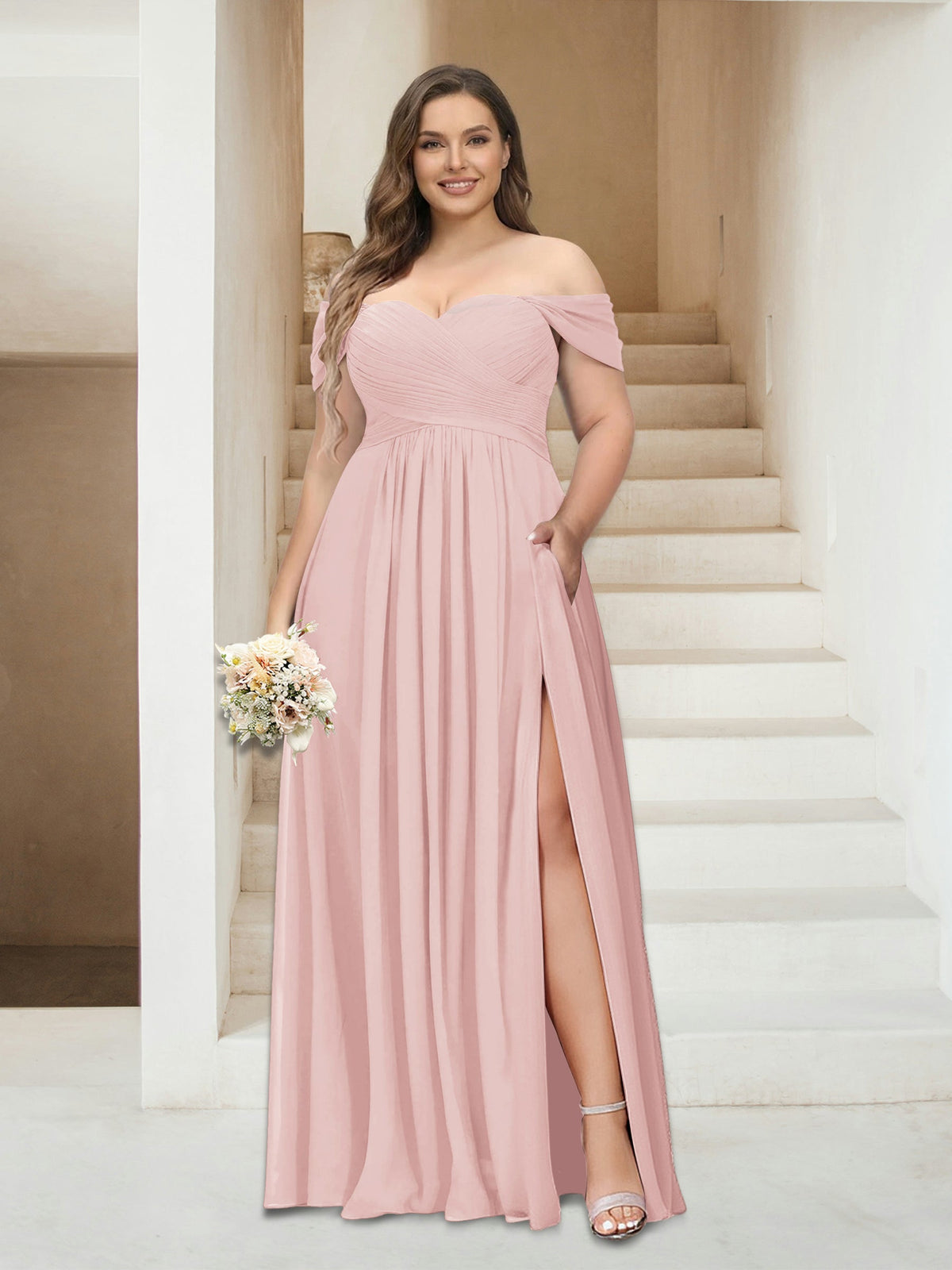 Wren Pearl Pink back view bridesmaid dress