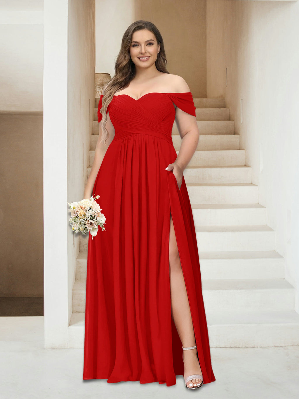 Wren Red front view bridesmaid dress