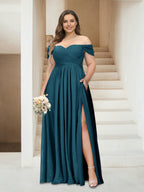 Wren Teal front view bridesmaid dress