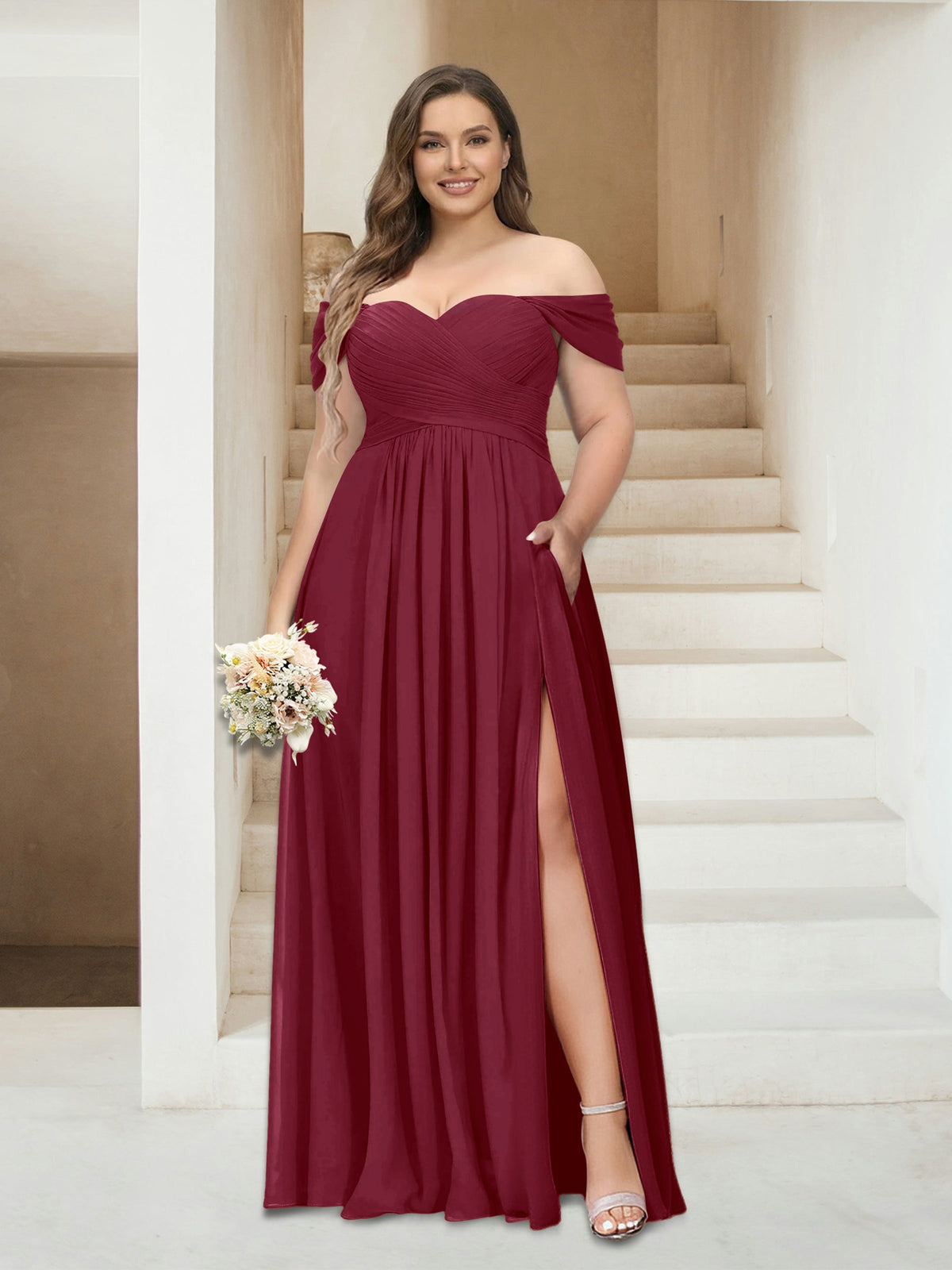 Wren Burgundy back view bridesmaid dress