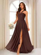 Bellamy Brown front view bridesmaid dress