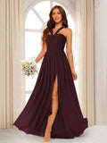 Bellamy Burgundy front view bridesmaid dress